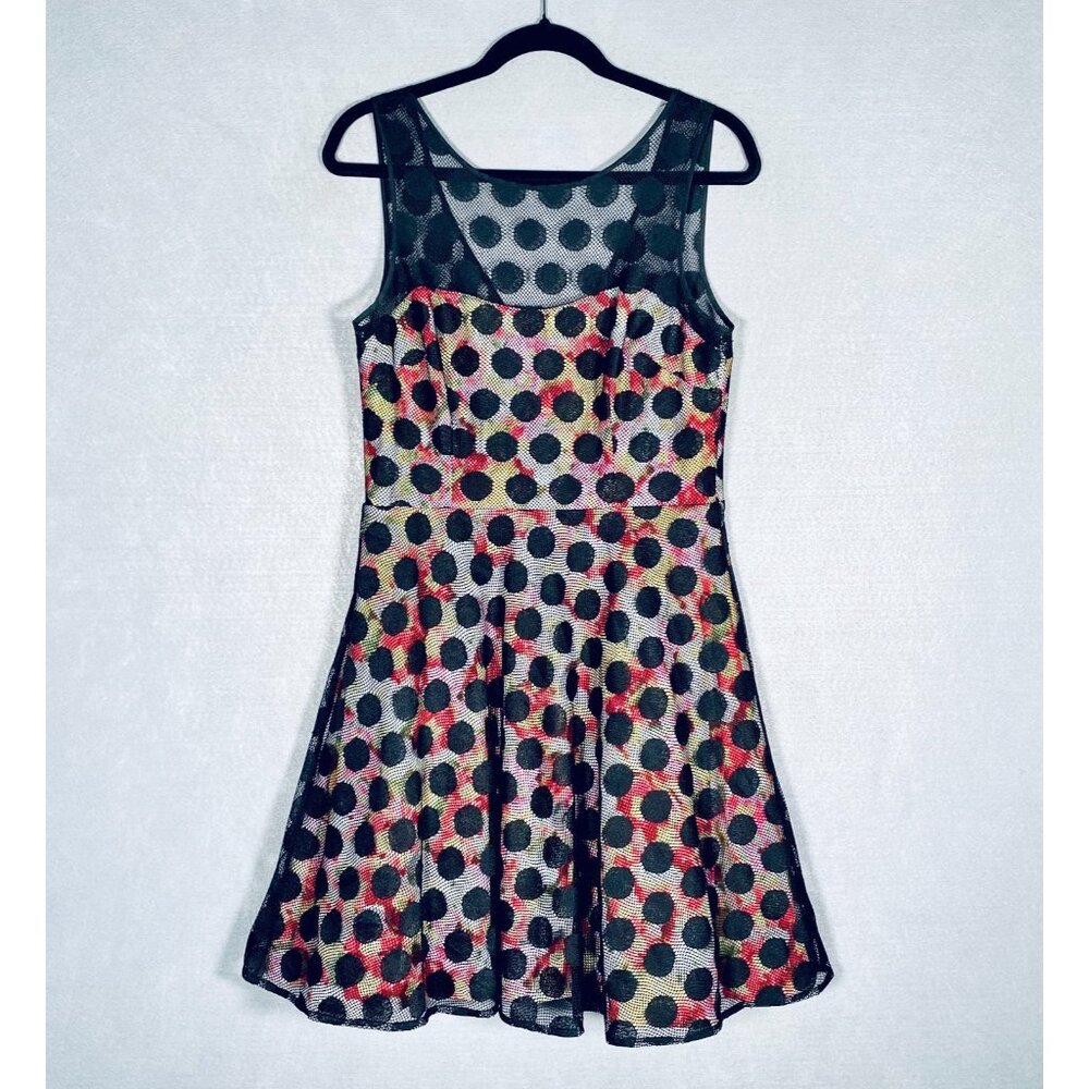 Vintage Betsey Johnson Dress Womens 8 Black Sleeveless Polka Dot Crinoline